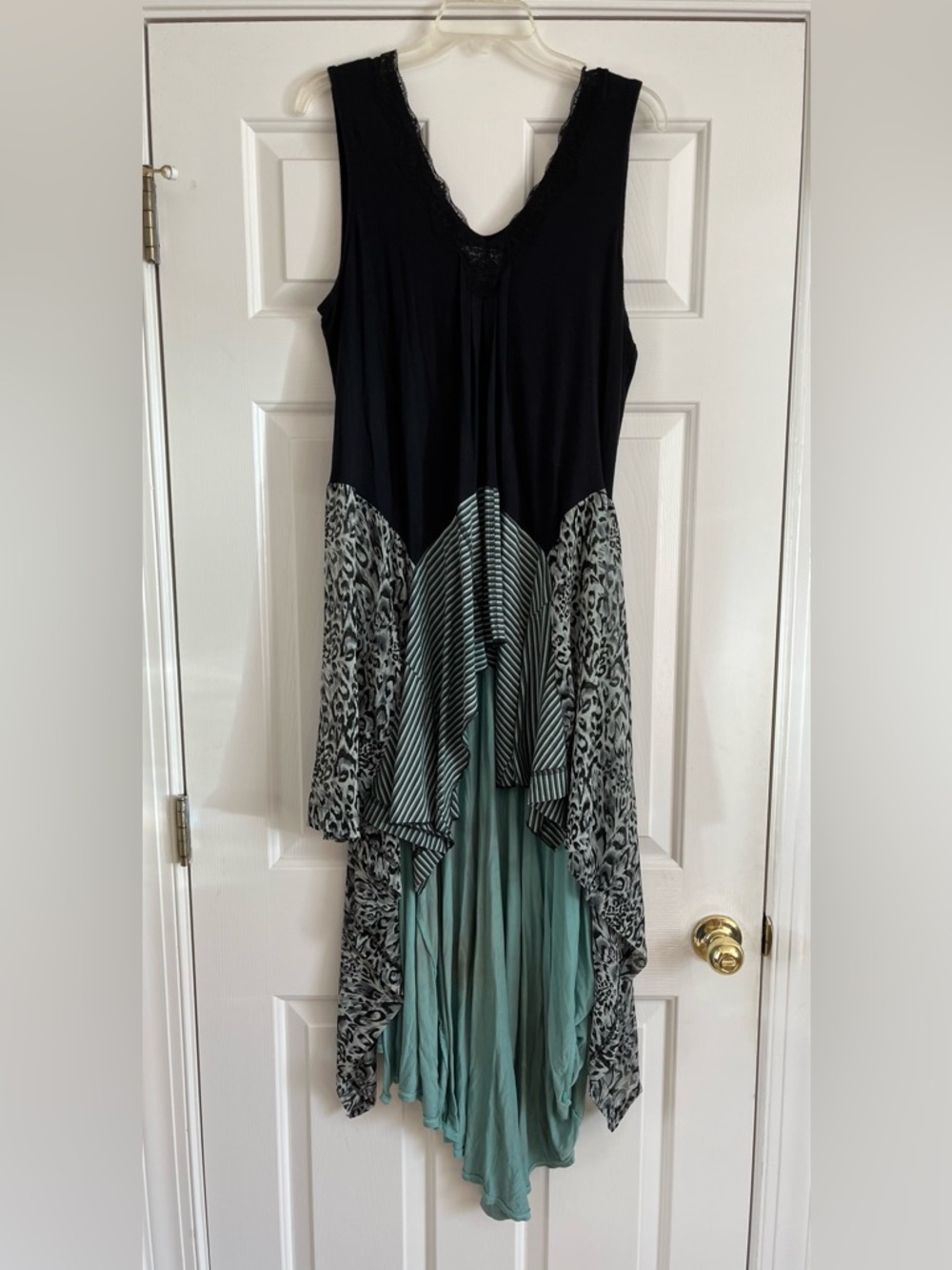 NWT MORGAN FACTORY greennblack leopard tunic top XXL